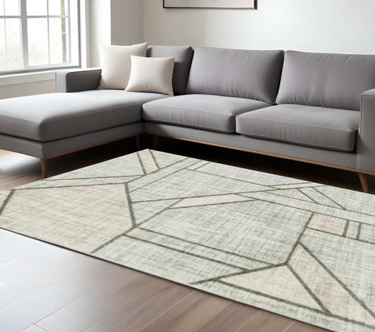 6' X 9' Gray And Ivory Geometric Power Loom Area Rug - Homeroots - Flyclothing LLC