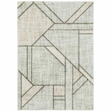 8' X 11' Gray And Ivory Geometric Power Loom Area Rug - Homeroots - Flyclothing LLC