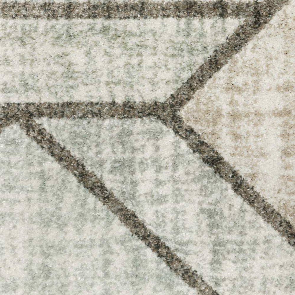 8' X 11' Gray And Ivory Geometric Power Loom Area Rug - Homeroots - Flyclothing LLC