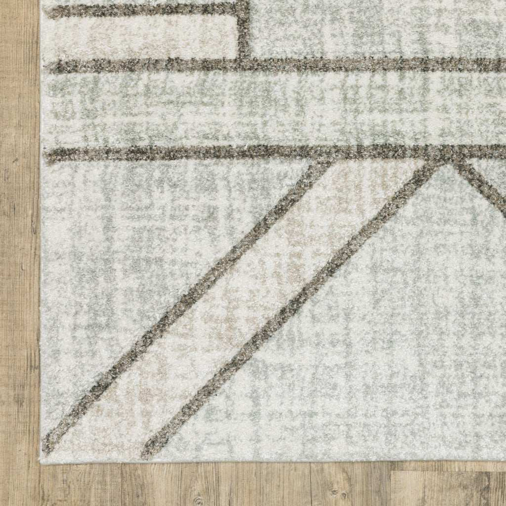 8' X 11' Gray And Ivory Geometric Power Loom Area Rug - Homeroots - Flyclothing LLC
