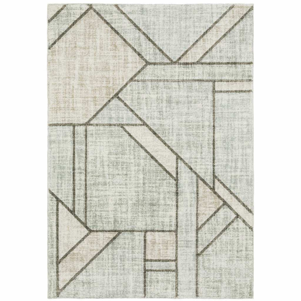 10' X 13' Gray And Ivory Geometric Power Loom Area Rug - Homeroots - Flyclothing LLC