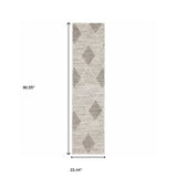 2' X 8' Grey And Ivory Geometric Power Loom Stain Resistant Runner Rug - Homeroots - Flyclothing LLC