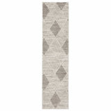 2' X 8' Grey And Ivory Geometric Power Loom Stain Resistant Runner Rug - Homeroots - Flyclothing LLC
