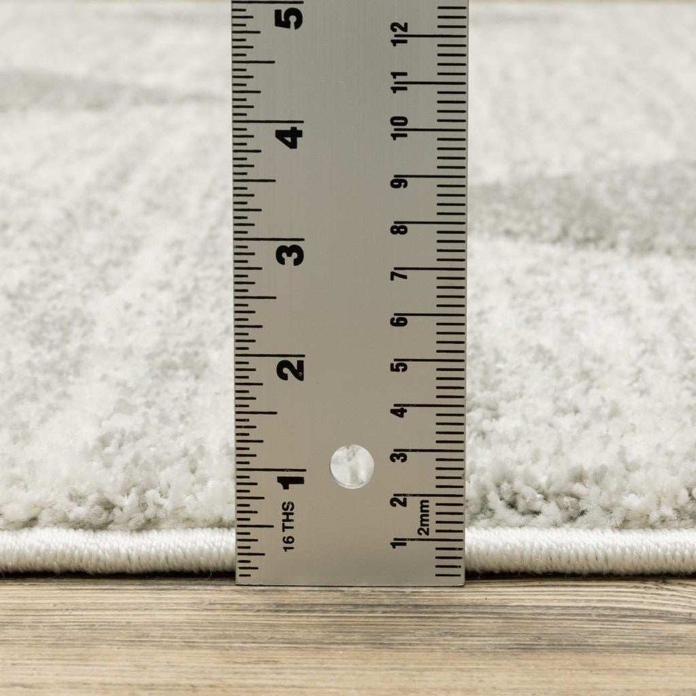 2' X 8' Grey And Ivory Geometric Power Loom Stain Resistant Runner Rug - Homeroots - Flyclothing LLC