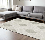 8' X 11' Grey And Ivory Geometric Power Loom Stain Resistant Area Rug - Homeroots - Flyclothing LLC