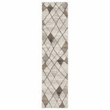 2' X 8' Beige Grey Tan And Brown Geometric Power Loom Stain Resistant Runner Rug - Homeroots - Flyclothing LLC