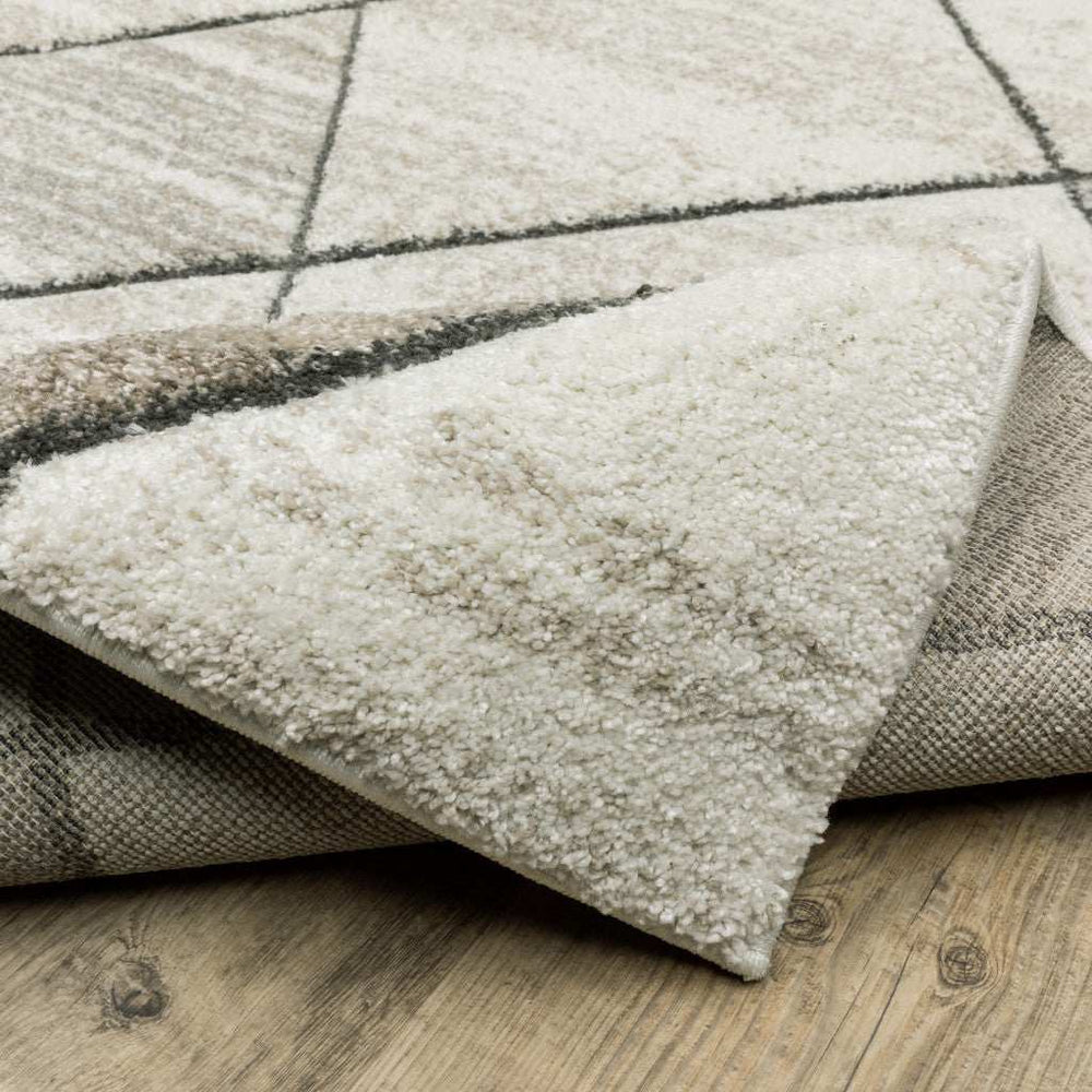 2' X 8' Beige Grey Tan And Brown Geometric Power Loom Stain Resistant Runner Rug - Homeroots - Flyclothing LLC
