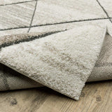 2' X 8' Beige Grey Tan And Brown Geometric Power Loom Stain Resistant Runner Rug - Homeroots - Flyclothing LLC