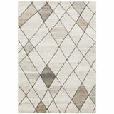 3' X 5' Beige Grey Tan And Brown Geometric Power Loom Stain Resistant Area Rug - Homeroots - Flyclothing LLC