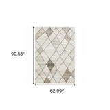 5' X 8' Beige Grey Tan And Brown Geometric Power Loom Stain Resistant Area Rug - Homeroots - Flyclothing LLC