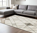8' X 11' Beige Grey Tan And Brown Geometric Power Loom Stain Resistant Area Rug - Homeroots - Flyclothing LLC