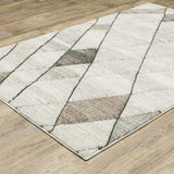 10' X 13' Beige Grey Tan And Brown Geometric Power Loom Stain Resistant Area Rug - Homeroots - Flyclothing LLC