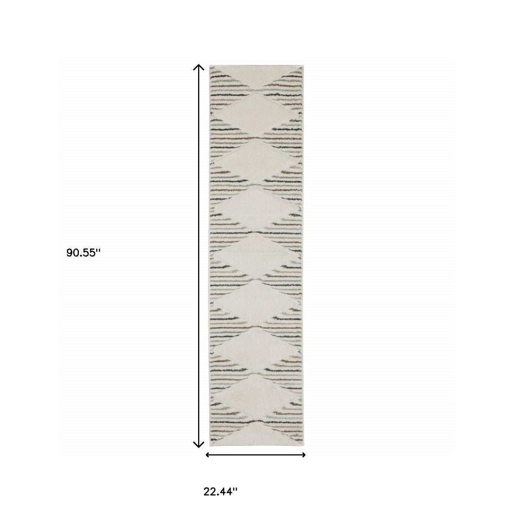 2' X 8' Brown And Ivory Geometric Power Loom Runner Rug - Homeroots - Flyclothing LLC