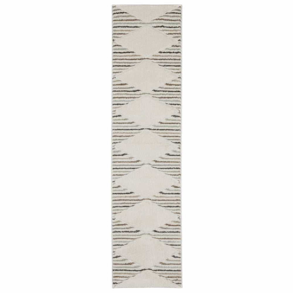 2' X 8' Brown And Ivory Geometric Power Loom Runner Rug - Homeroots - Flyclothing LLC