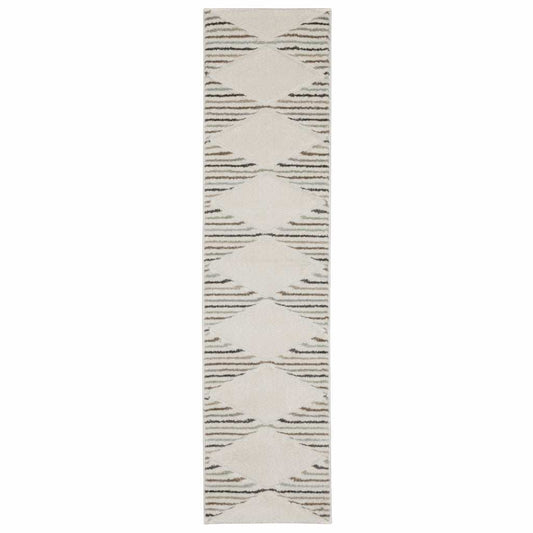 2' X 8' Brown And Ivory Geometric Power Loom Runner Rug - Homeroots - Flyclothing LLC