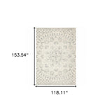 10' X 13' Ivory And Grey Floral Power Loom Stain Resistant Area Rug - Homeroots - Flyclothing LLC