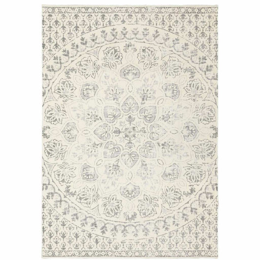 10' X 13' Ivory And Grey Floral Power Loom Stain Resistant Area Rug - Homeroots - Flyclothing LLC