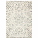 10' X 13' Ivory And Grey Floral Power Loom Stain Resistant Area Rug - Homeroots - Flyclothing LLC