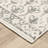10' X 13' Ivory And Grey Floral Power Loom Stain Resistant Area Rug - Homeroots - Flyclothing LLC