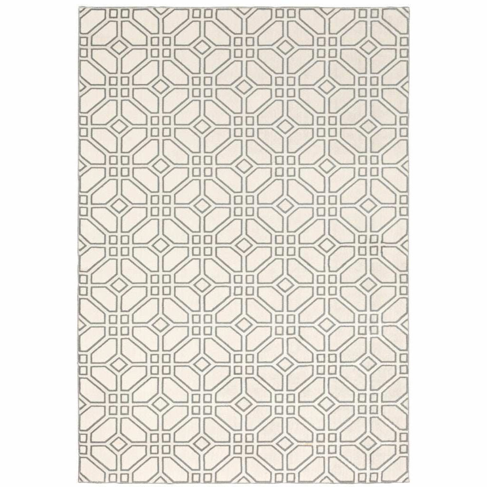 10' X 13' Ivory And Grey Geometric Power Loom Stain Resistant Area Rug - Homeroots - Flyclothing LLC