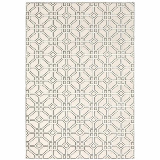 10' X 13' Ivory And Grey Geometric Power Loom Stain Resistant Area Rug - Homeroots - Flyclothing LLC