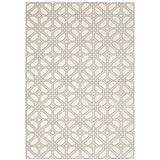 10' X 13' Ivory And Grey Geometric Power Loom Stain Resistant Area Rug - Homeroots - Flyclothing LLC