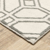 10' X 13' Ivory And Grey Geometric Power Loom Stain Resistant Area Rug - Homeroots - Flyclothing LLC