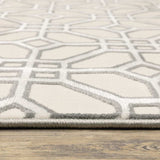 10' X 13' Ivory And Grey Geometric Power Loom Stain Resistant Area Rug - Homeroots - Flyclothing LLC