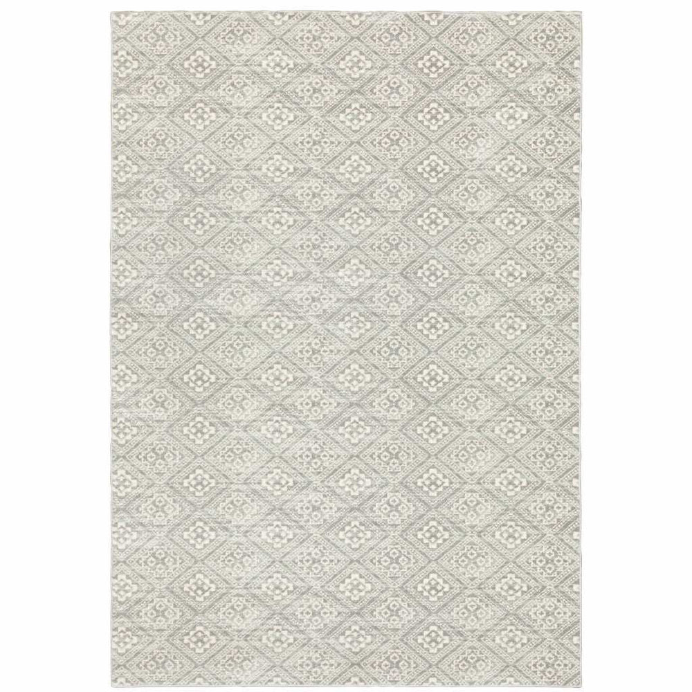 10' X 13' Grey Geometric Power Loom Stain Resistant Area Rug - Homeroots - Flyclothing LLC