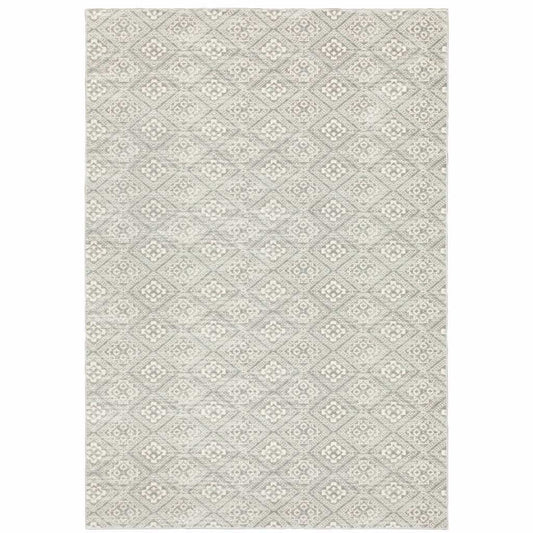 10' X 13' Grey Geometric Power Loom Stain Resistant Area Rug - Homeroots - Flyclothing LLC