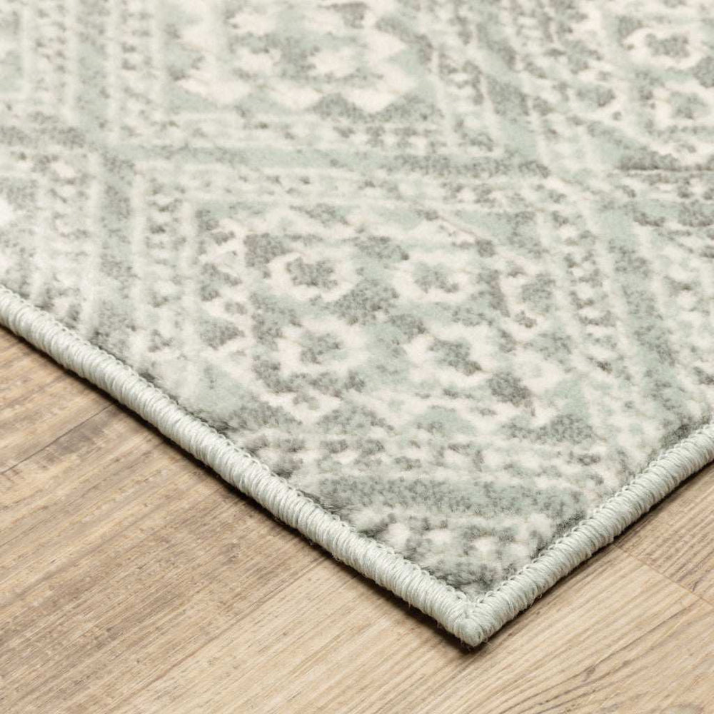 10' X 13' Grey Geometric Power Loom Stain Resistant Area Rug - Homeroots - Flyclothing LLC