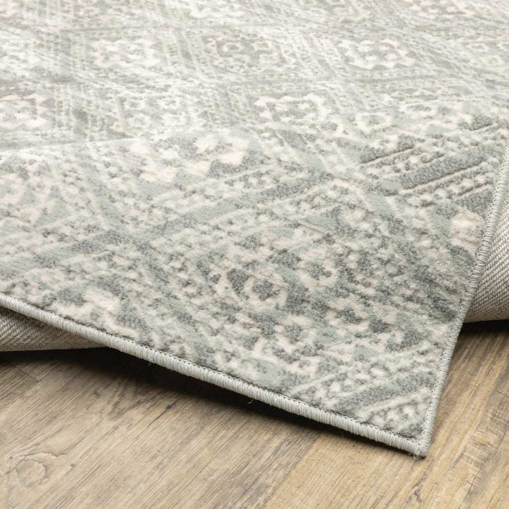 10' X 13' Grey Geometric Power Loom Stain Resistant Area Rug - Homeroots - Flyclothing LLC