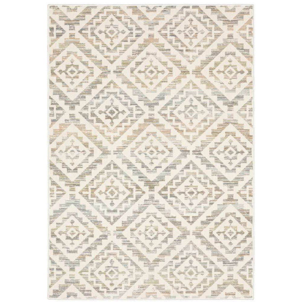 10' X 13' Grey Pink And Sage Geometric Power Loom Stain Resistant Area Rug - Homeroots - Flyclothing LLC