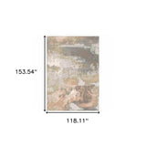 10' X 13' Sage Pink And Cream Abstract Power Loom Stain Resistant Area Rug - Homeroots - Flyclothing LLC