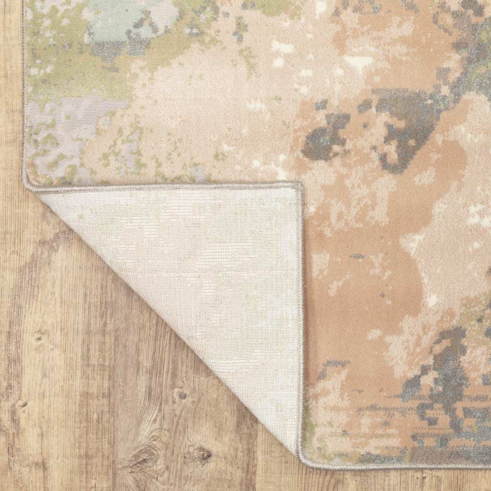 10' X 13' Sage Pink And Cream Abstract Power Loom Stain Resistant Area Rug - Homeroots - Flyclothing LLC