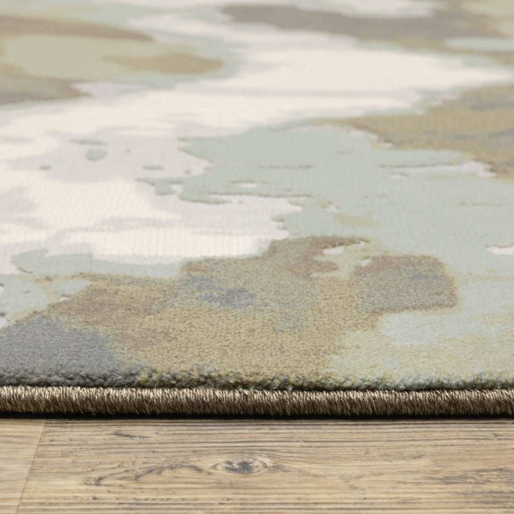 10' X 13' Sage Grey And Brown Abstract Power Loom Stain Resistant Area Rug - Homeroots - Flyclothing LLC