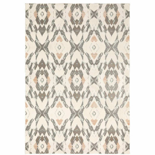 10' X 13' Ivory Pink And Sage Geometric Power Loom Stain Resistant Area Rug - Homeroots - Flyclothing LLC
