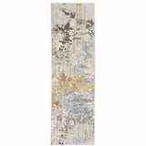 2' X 8' Grey Blue Beige Gold And Rust Abstract Power Loom Stain Resistant Runner Rug - Homeroots - Flyclothing LLC