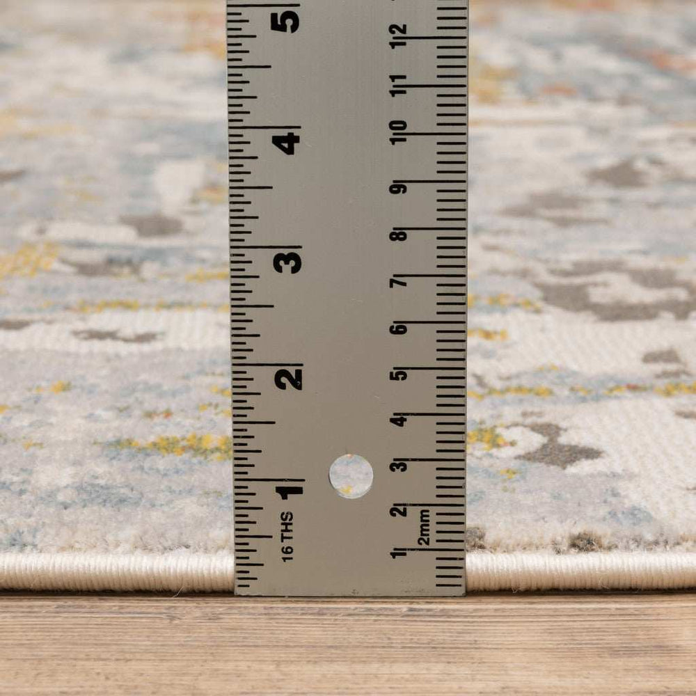 2' X 8' Grey Blue Beige Gold And Rust Abstract Power Loom Stain Resistant Runner Rug - Homeroots - Flyclothing LLC