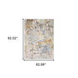 5' X 8' Grey Blue Beige Gold And Rust Abstract Power Loom Stain Resistant Area Rug - Homeroots - Flyclothing LLC
