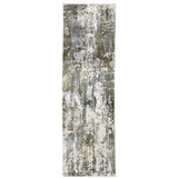 2' X 8' Green Blue Grey Ivory And Brown Abstract Power Loom Stain Resistant Runner Rug - Homeroots - Flyclothing LLC