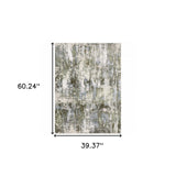 3' X 5' Green Blue Grey Ivory And Brown Abstract Power Loom Stain Resistant Area Rug - Homeroots - Flyclothing LLC