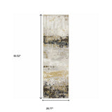 2' X 8' Grey Gold Beige Black And Brown Abstract Power Loom Stain Resistant Runner Rug - Homeroots - Flyclothing LLC