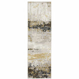 2' X 8' Grey Gold Beige Black And Brown Abstract Power Loom Stain Resistant Runner Rug - Homeroots - Flyclothing LLC