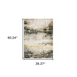 3' X 5' Grey Gold Beige Black And Brown Abstract Power Loom Stain Resistant Area Rug - Homeroots - Flyclothing LLC