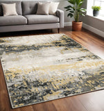 5' X 8' Grey Gold Beige Black And Brown Abstract Power Loom Stain Resistant Area Rug - Homeroots - Flyclothing LLC