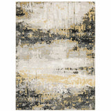 6' X 9' Grey Gold Beige Black And Brown Abstract Power Loom Stain Resistant Area Rug - Homeroots - Flyclothing LLC