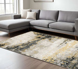 8' X 11' Grey Gold Beige Black And Brown Abstract Power Loom Stain Resistant Area Rug - Homeroots - Flyclothing LLC
