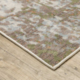 2' X 8' Grey Salmon Pink Blue Beige And Green Abstract Power Loom Stain Resistant Runner Rug - Homeroots - Flyclothing LLC