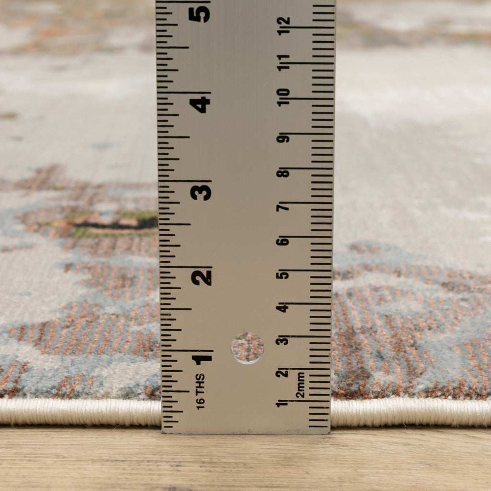 2' X 8' Grey Salmon Pink Blue Beige And Green Abstract Power Loom Stain Resistant Runner Rug - Homeroots - Flyclothing LLC